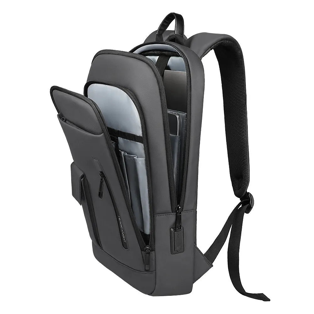 Oxford cloth business travel backpack with sewing line detailing in solid colour options