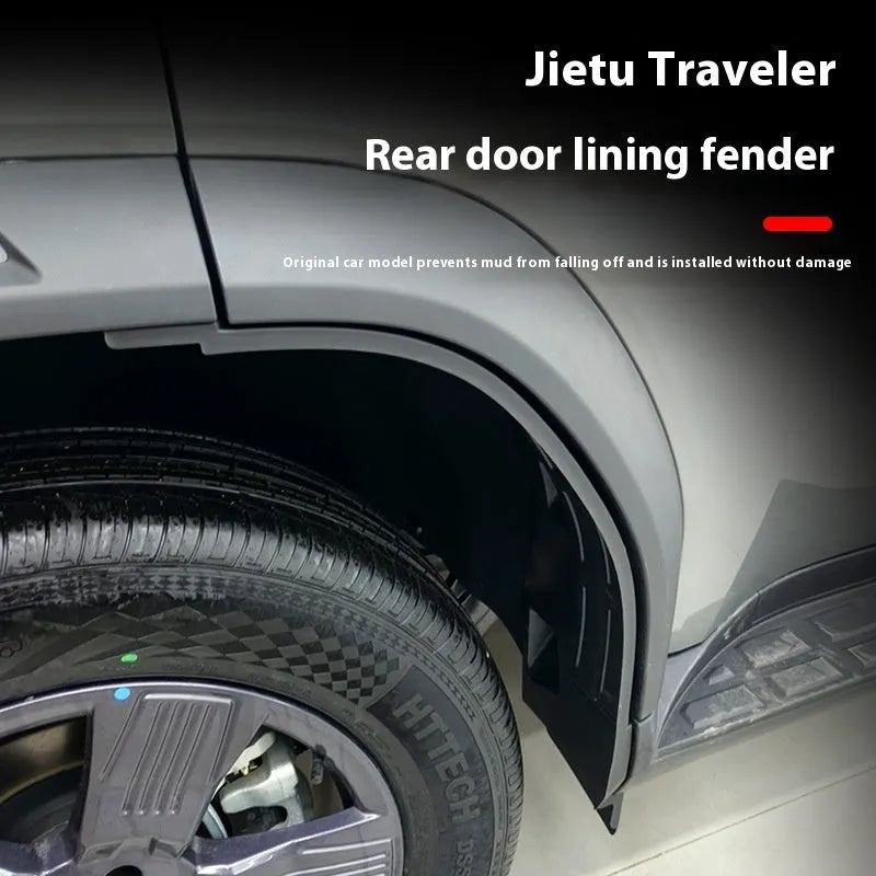 Pair of black plastic mudguards for Jietu Vendors front and rear wheels