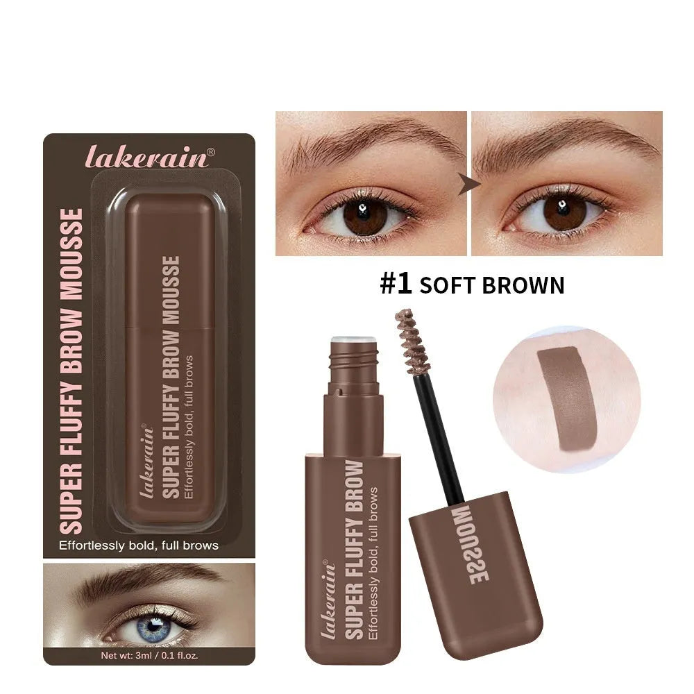 Eyebrow cream mousse tube for long-lasting brow definition in six colour shades.