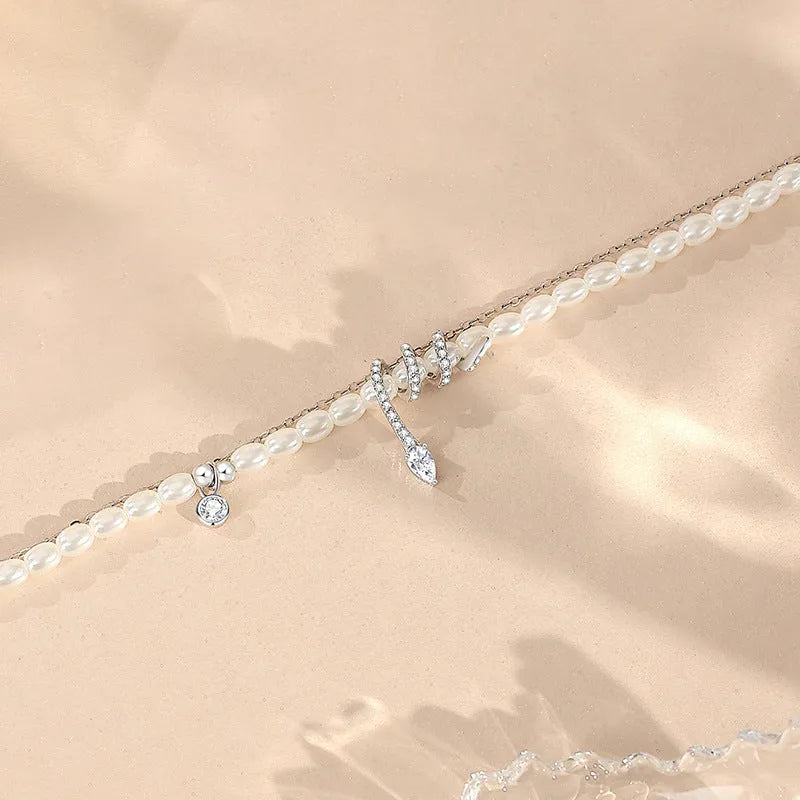 Women's 925 silver pearl snake bracelet in gold tone and white gold colour options