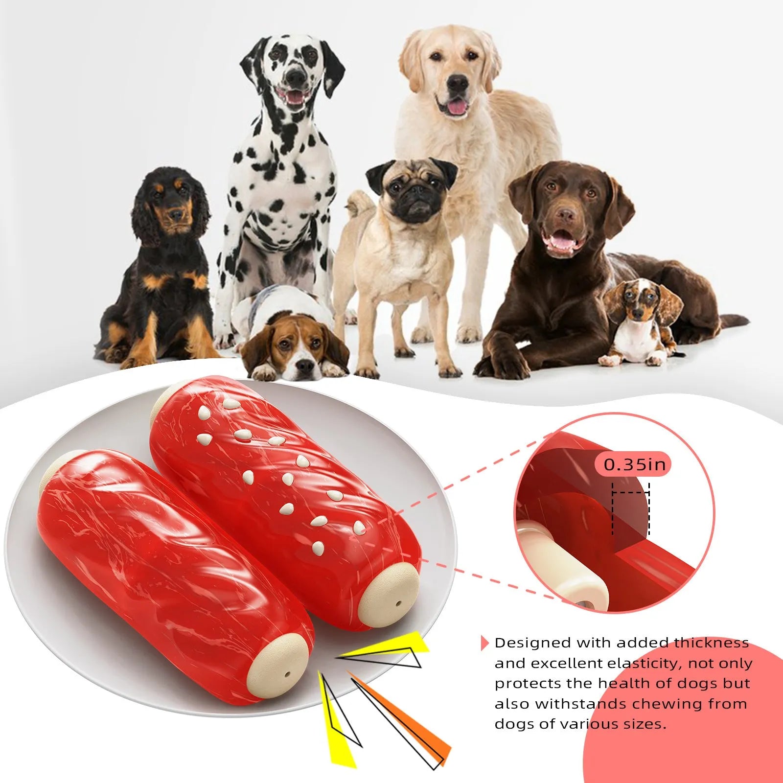 Plastic molar rod dog chew toy with glue toothbrush snack shape in primary colour