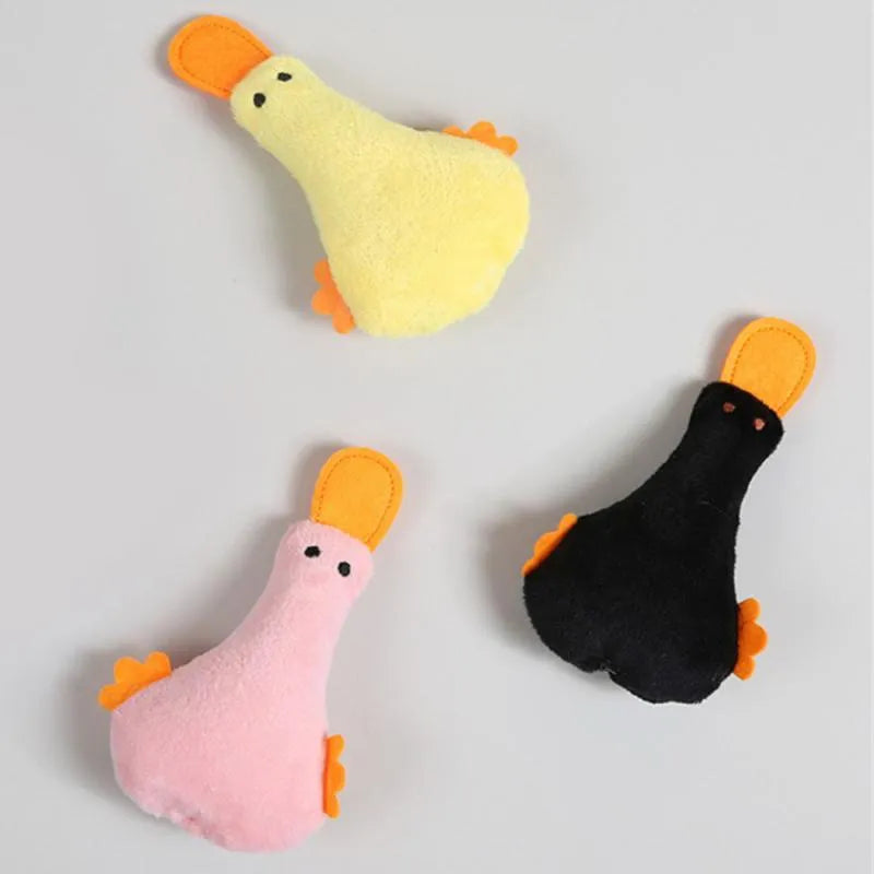 Colourful duck plush pet toy with squeaker and catnip for cats and dogs