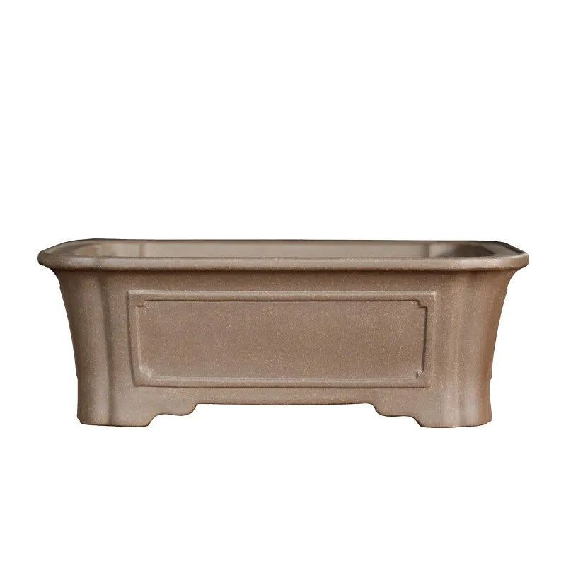 Purple sand rectangular manger antique bonsai pot with rectangular corner-cutting design