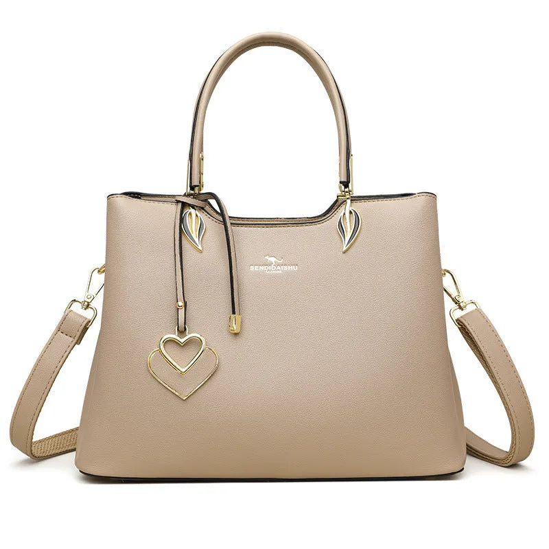 Women's multi-layer shoulder messenger bag in urban simplicity style with visible sewing thread detailing