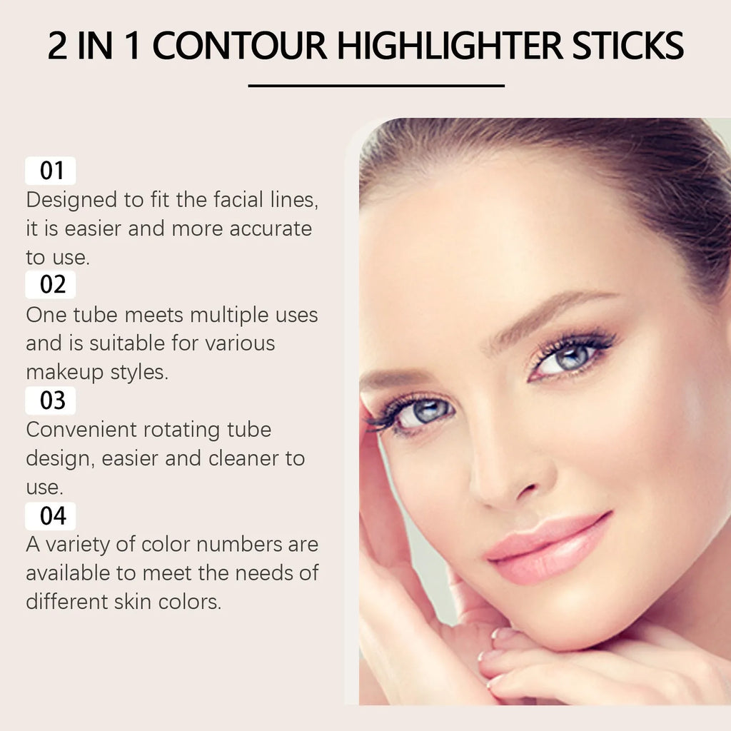 2-in-1 dual-ended brow highlighter pencil in brown shades with outlining and highlighting ends