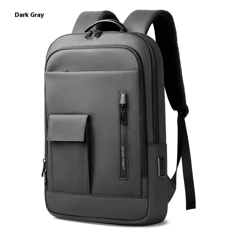 Oxford cloth business travel backpack with sewing line detailing in solid colour options