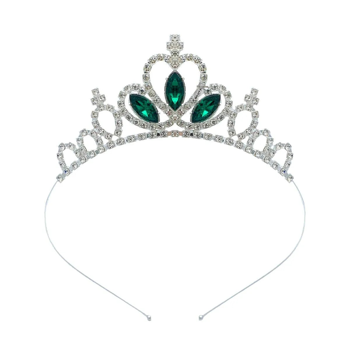 Gold and silver alloy princess crown headdress with coloured gemstones for girls birthday parties
