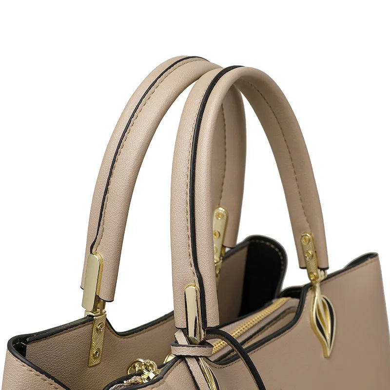 Women's multi-layer shoulder messenger bag in urban simplicity style with visible sewing thread detailing