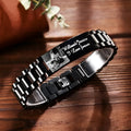 Titanium steel men's bracelet with curved heart-shaped lettering piece in gift box