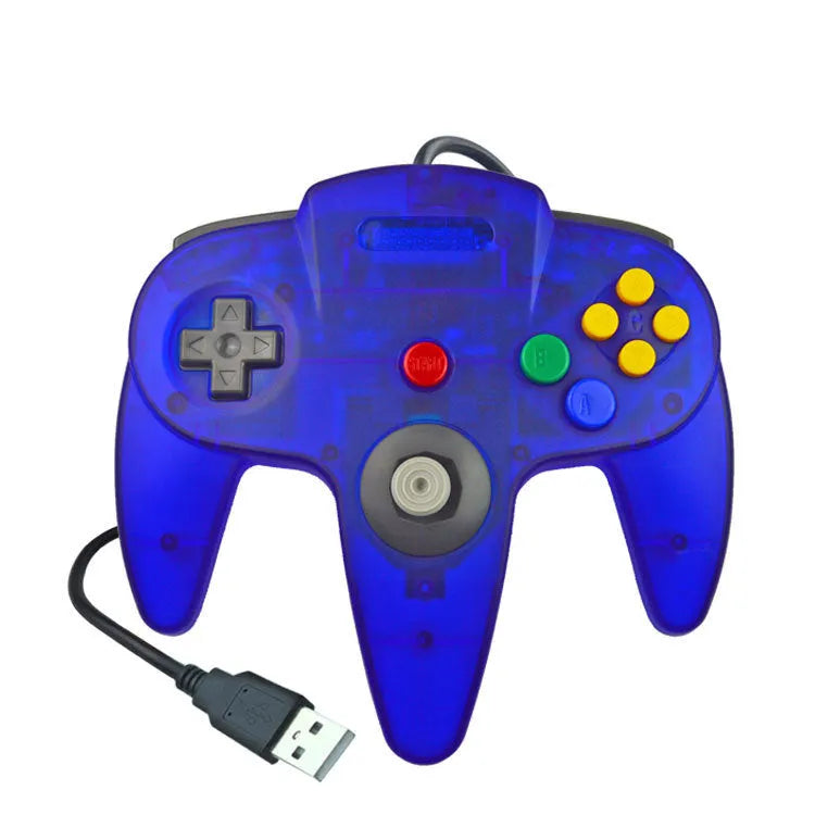 Blue N64 USB game controller for PC computers with original layout