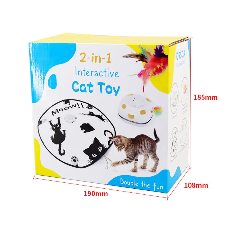 Plastic self-hitting cat teaser toy showing picture colour design and automatic mechanism