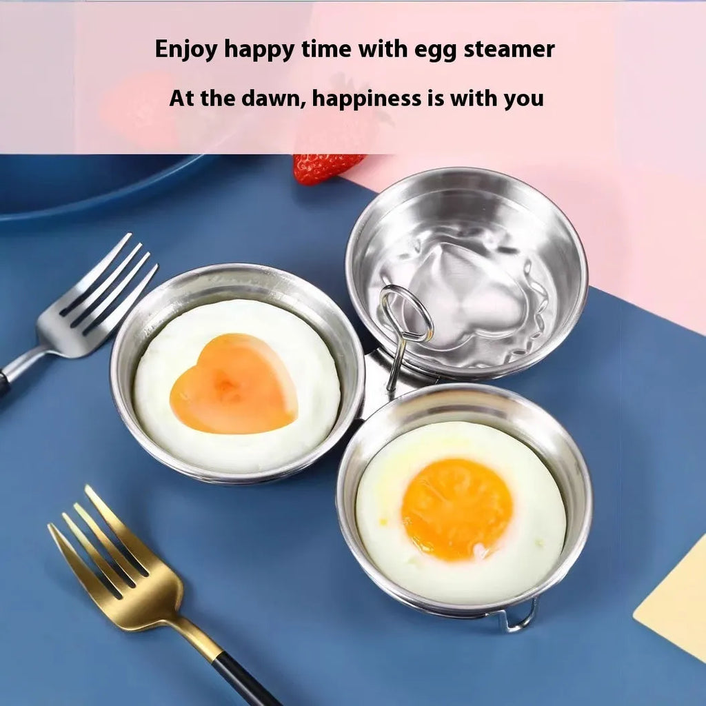 Stainless steel heart-shaped mini egg steamer for cooking boiled eggs and egg stew dishes