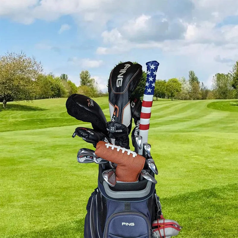 Black PU leather golf club head cover sleeve for putter protection