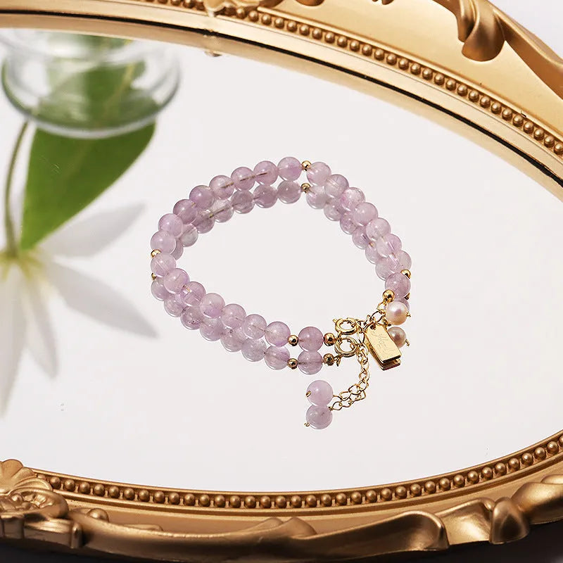 Natural crystal amethyst bracelet for women in romantic lavender colour with zodiac animal modelling