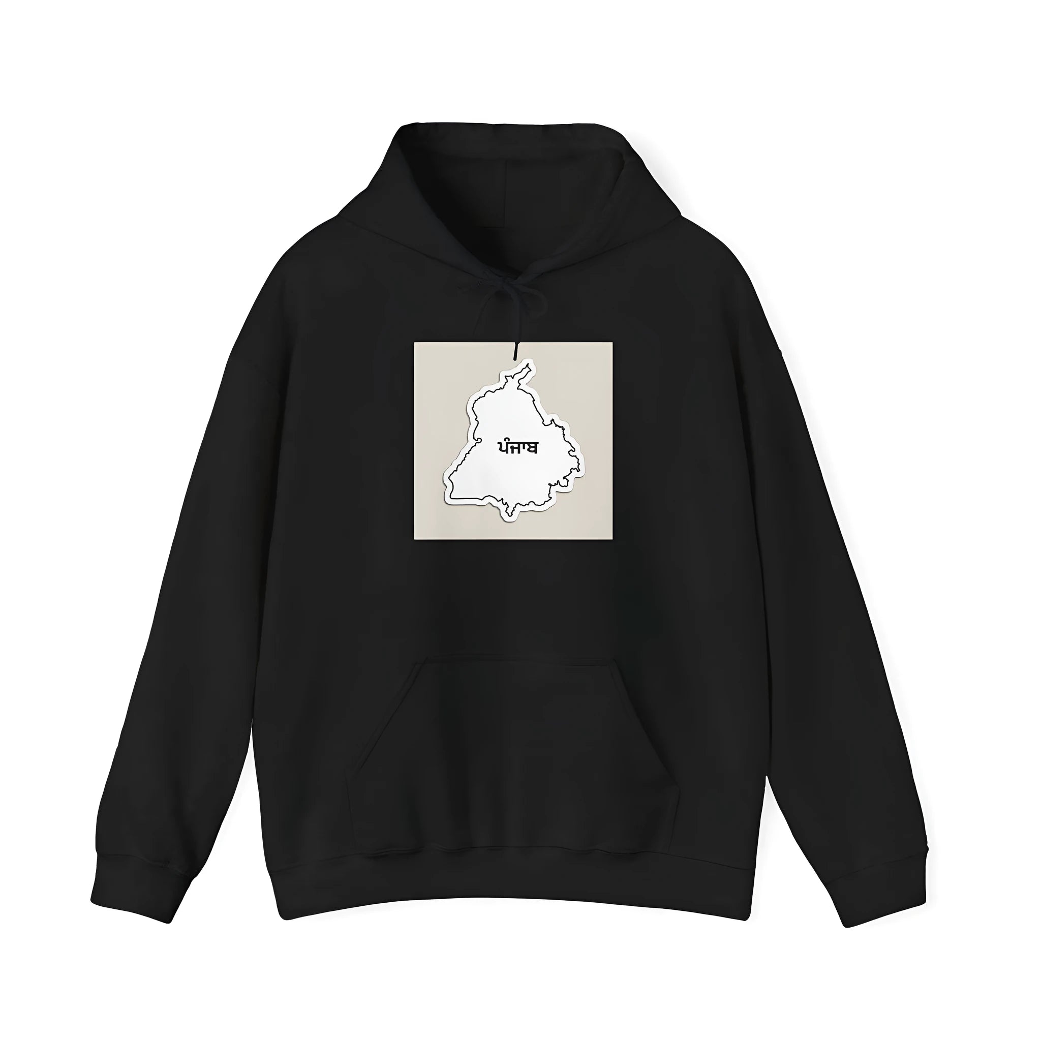 Black drop-shoulder sleeve casual sports hoodie with printing decoration and functional pockets