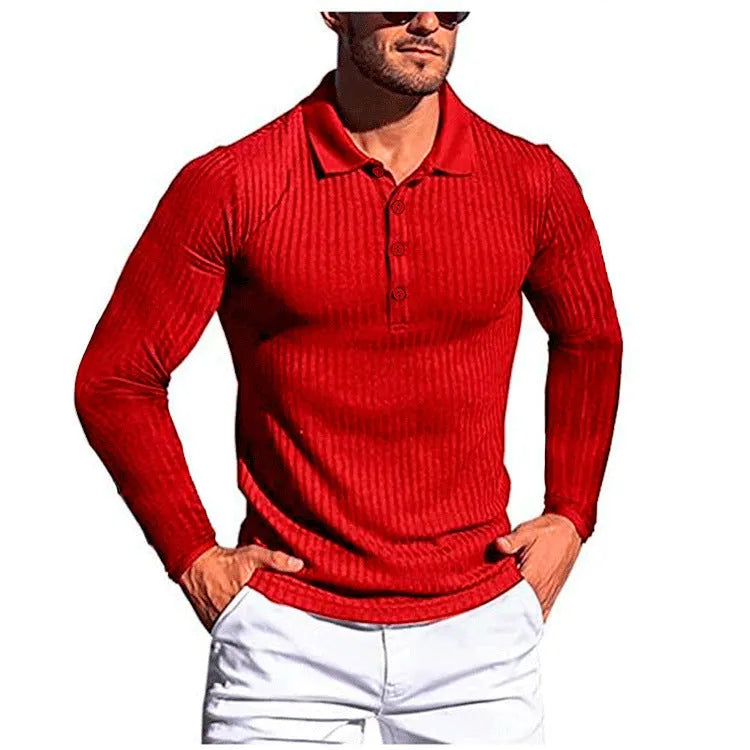 Men's striped high elastic slim knit bottoming shirt with short sleeves in loose fit