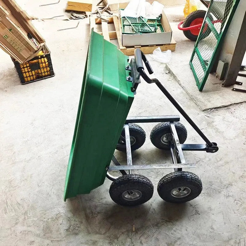 Green four-wheel dump truck toy with Steel PP construction and 350kg load capacity