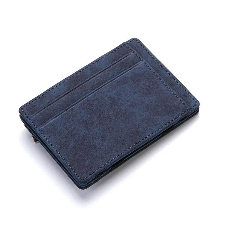 PU leather RFID anti-theft magic wallet with zipper coin pocket in a choice of solid colours.