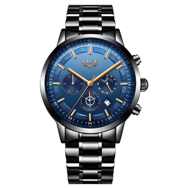 Men's waterproof quartz sports watch with 12mm thick case in multiple colour options