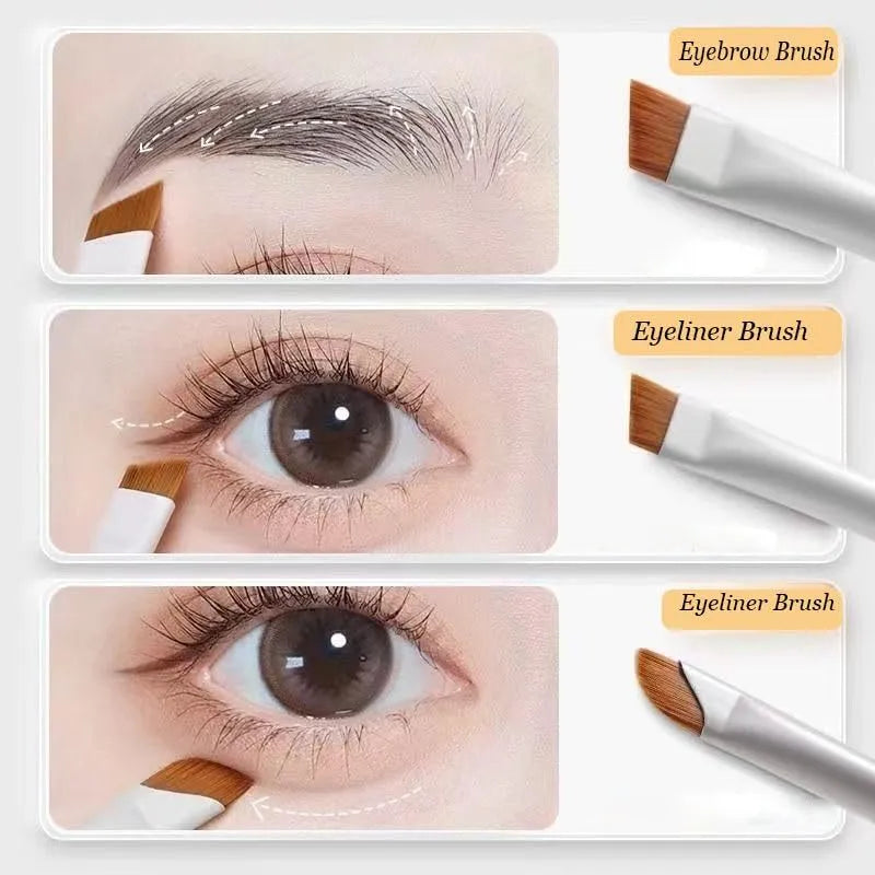 Four angled eyeliner and brow brushes with ultra thin tips in optional leather case