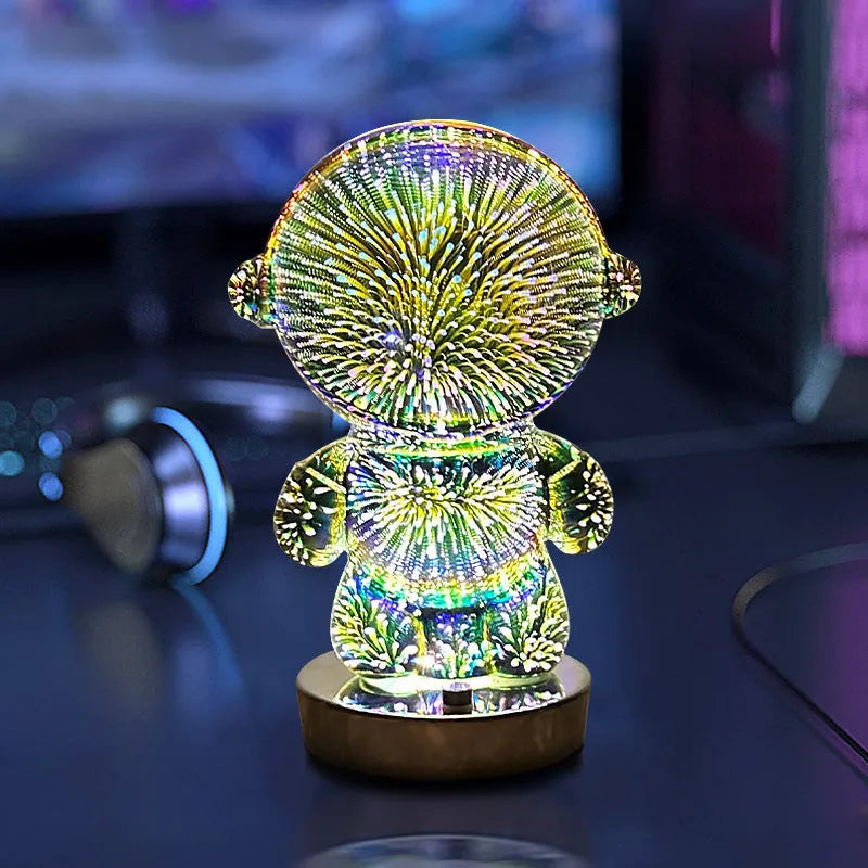 Fireworks astronaut 3D stereo glass table lamp with USB charging