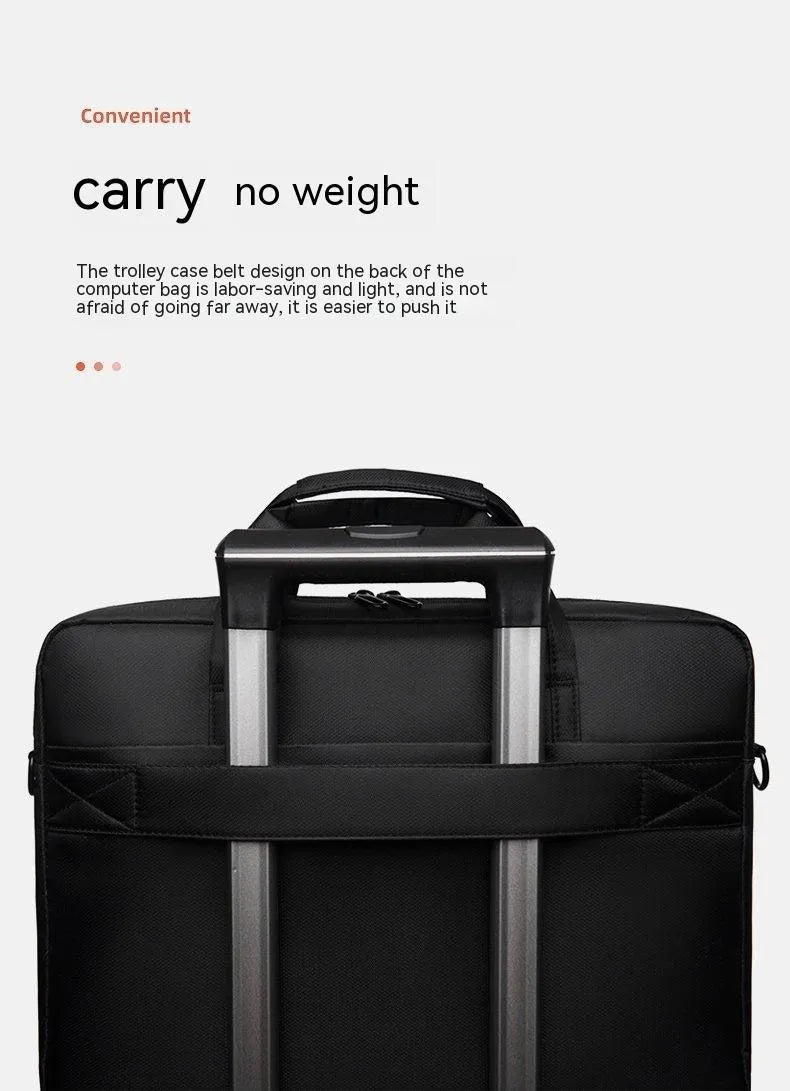 Simple fashion Oxford cloth business computer bag in black for 15 inch laptop with shoulder strap