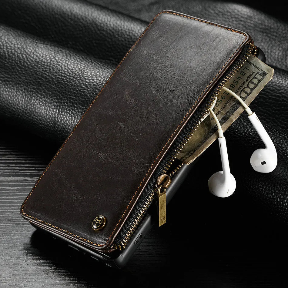 PU leather flip phone case for Samsung Note9 in black colour showing anti-scratch protection features