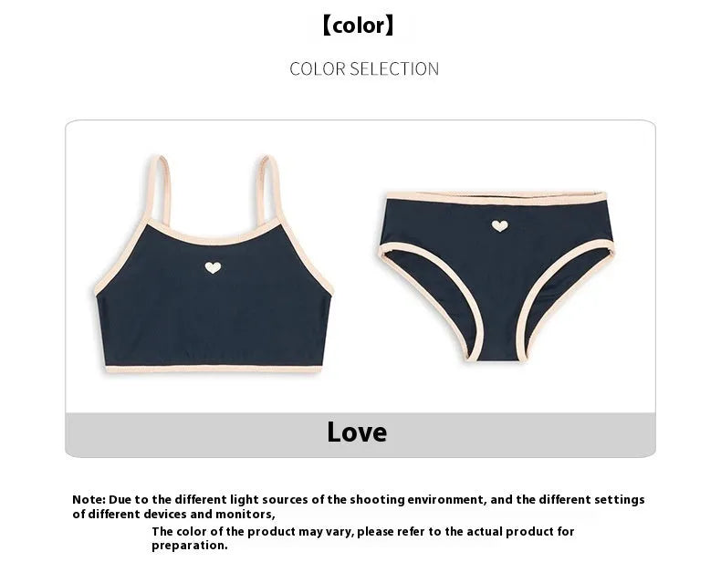 Dark blue girls split swimsuit with briefs style for swimming sizes 90-130cm