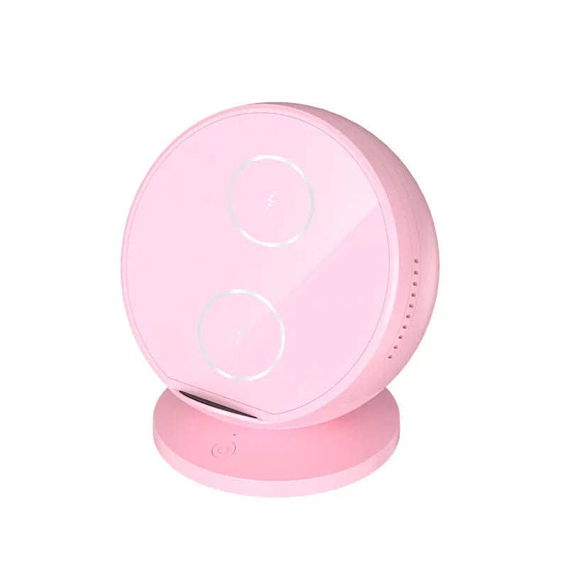 XC-11 multifunctional mobile phone holder with wireless charging and Bluetooth speaker in black, blue, pink, or white.