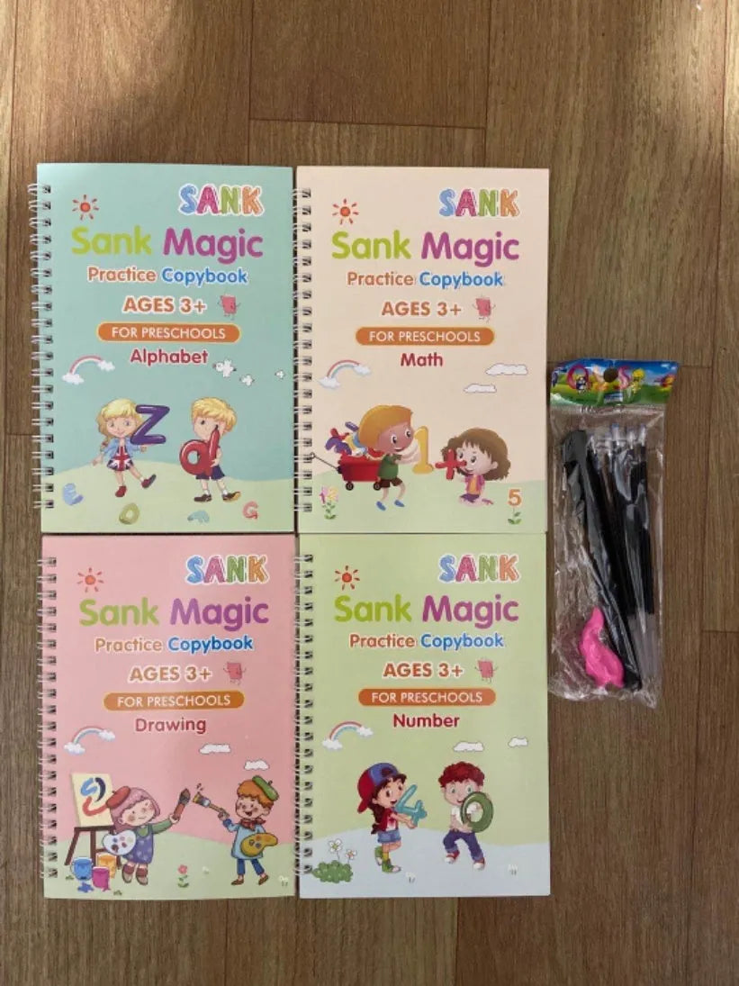 Magic Stylus Clean handwriting copybook set with pen and refills in four colour options.