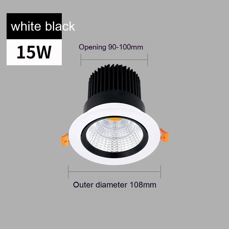 White aluminium LED recessed ceiling spotlight with three colour light settings
