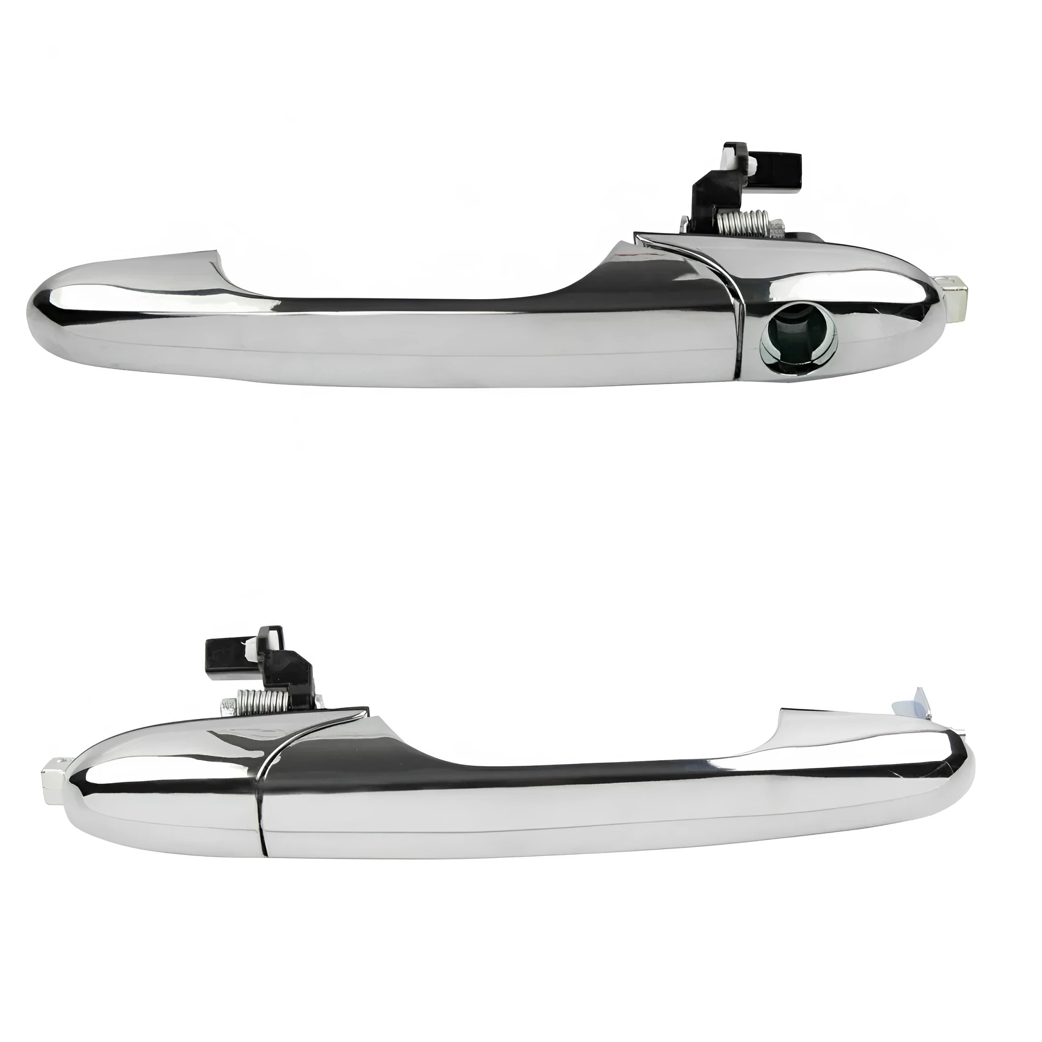 Black Fiat 500 replacement car door handle showing its size and shape.