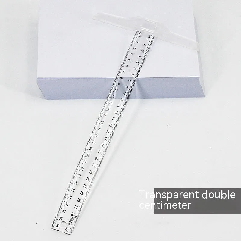 Plastic T-square ruler 30cm length in transparent or orange colour for technical drawing