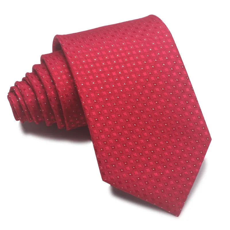 Men's 8CM wide striped formal tie in polyester jacquard weave available in multiple colours
