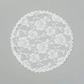 Round white floral bridal head cover decoration accessory on a 30cm background.