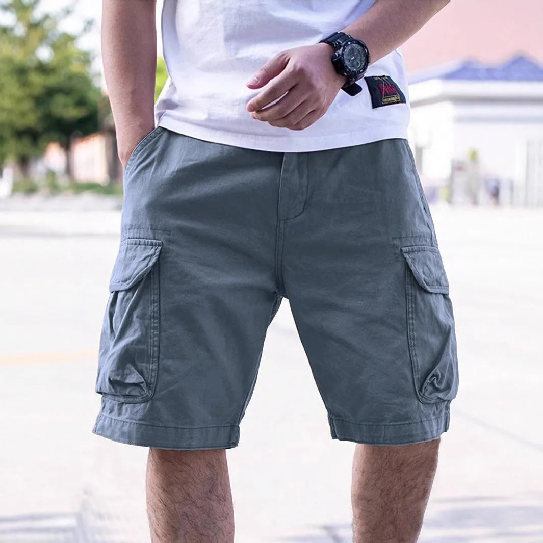 Men's cotton blend workwear shorts in retro style with loose fit and multiple colour options