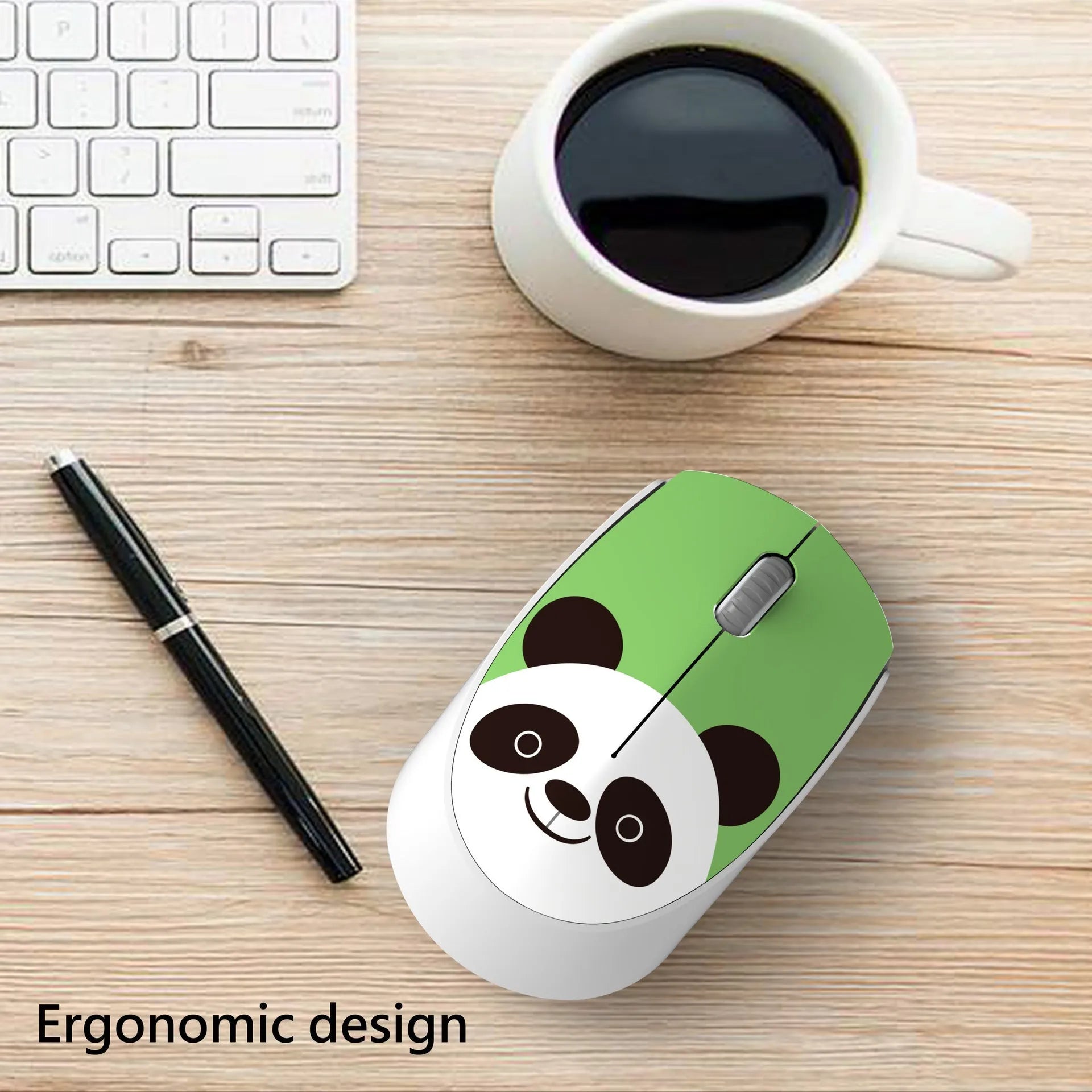 A compact wireless USB mouse for laptops shown in a blue rabbit character design.