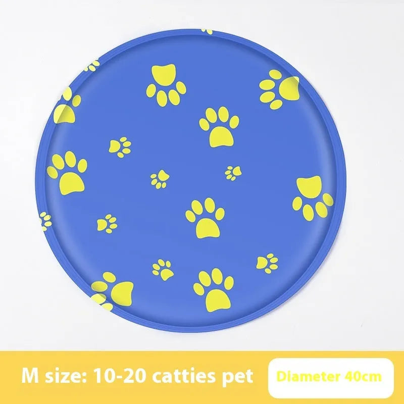 Round pet cooling mat with cartoon bunny design for dogs in 40cm or 50cm sizes