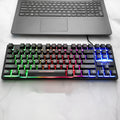 87-key wired USB mechanical keyboard in black with compact 36.5cm size