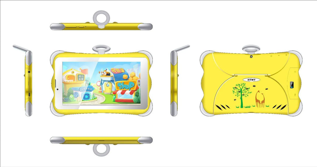 7-inch children's learning tablet in bright cartoon colours with protective stand and 3G calling capability
