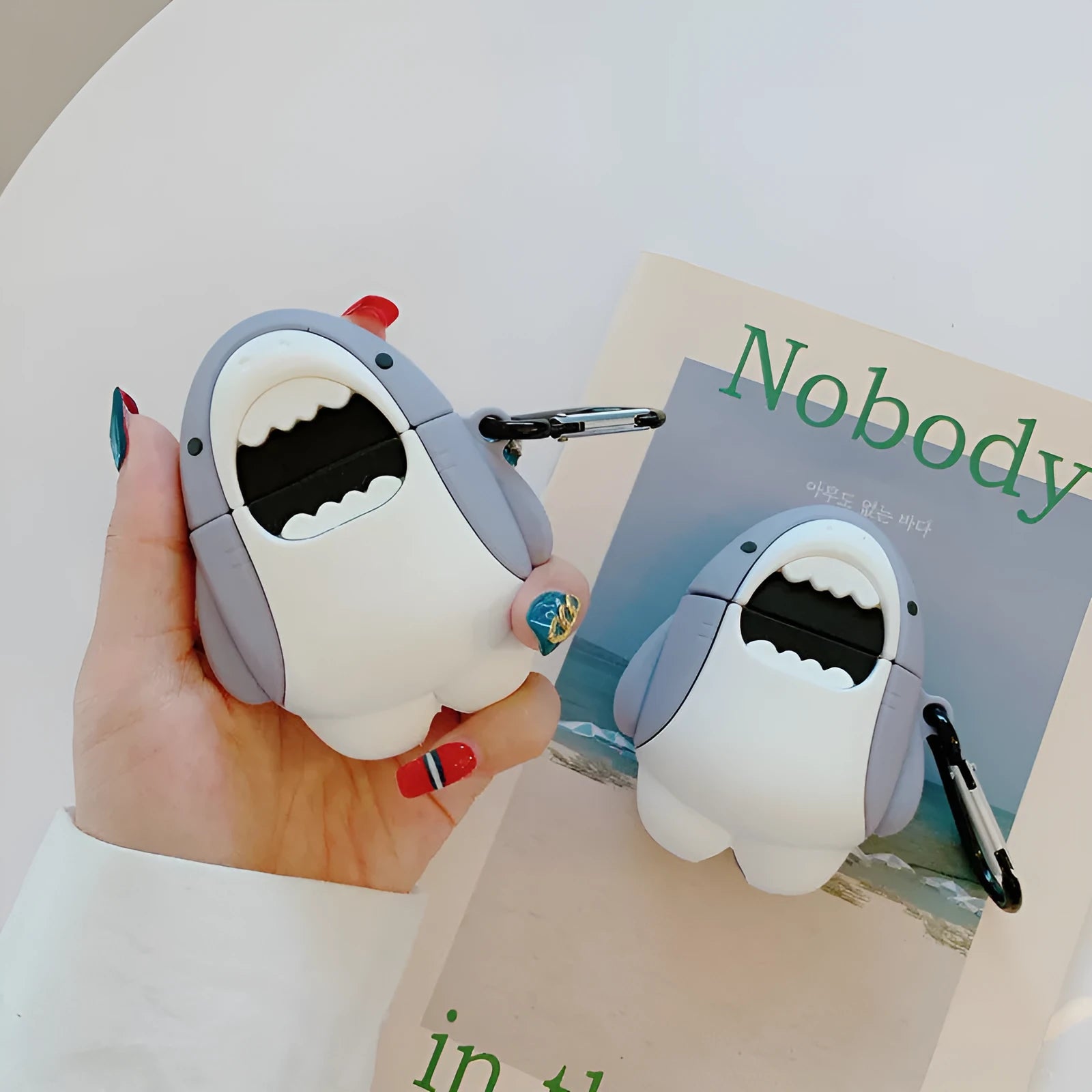 Silicone protective cover for Apple AirPods 1 and 2 with shark design pattern