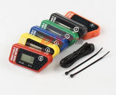 Black waterproof LCD digital maintenance timer for ATV motorcycle motorboat and generator service scheduling.