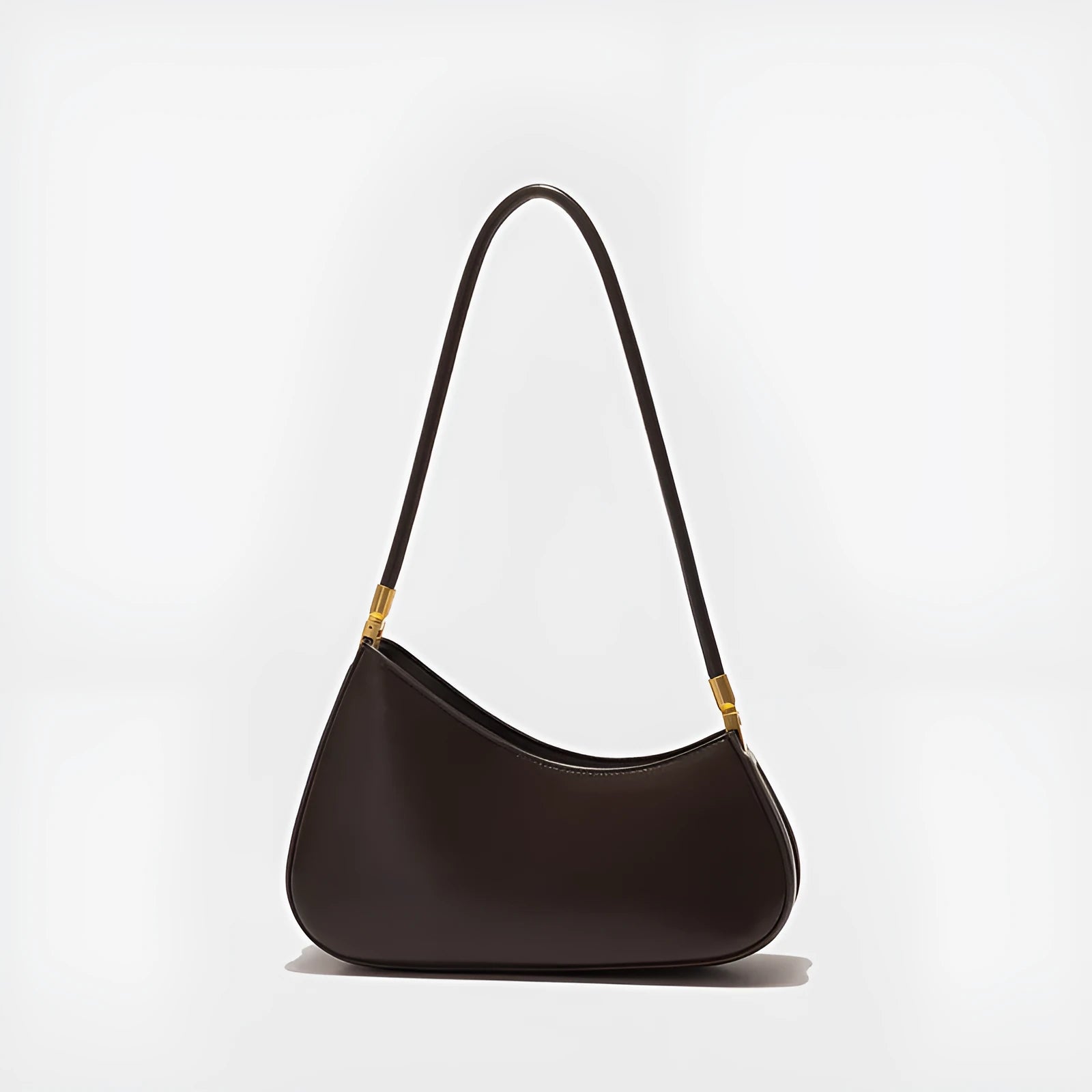Women's oval retro underarm handbag in PU leather, shown in one of seven colours with a single strap and sewing line detail.