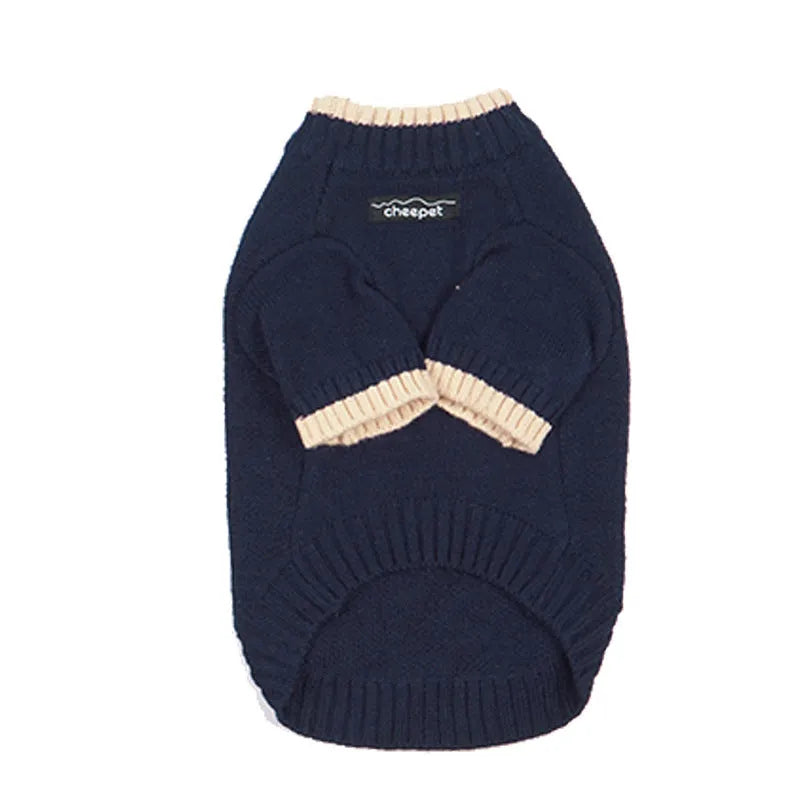 British style pet sweater with contrast colour design on dog model