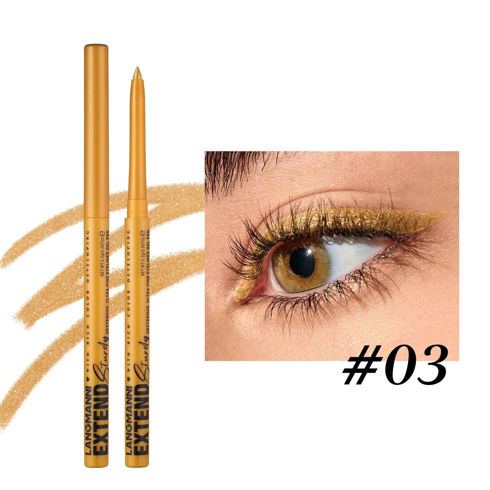 12 colourful eyeliner pencils with matte, glitter, metallic, and pearl finishes in waterproof formula