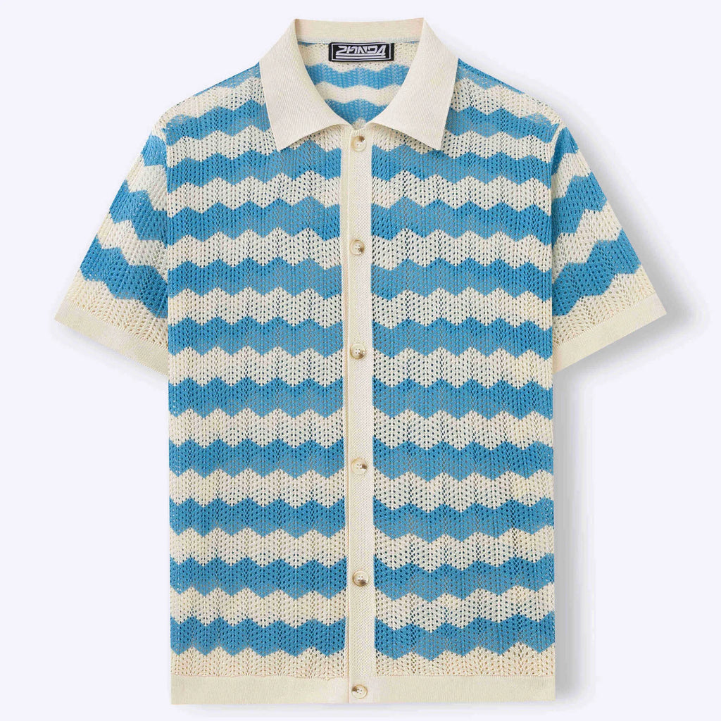 Short sleeve yellow sweater with corrugated jacquard texture and flocking detail on Tencel viscose fabric