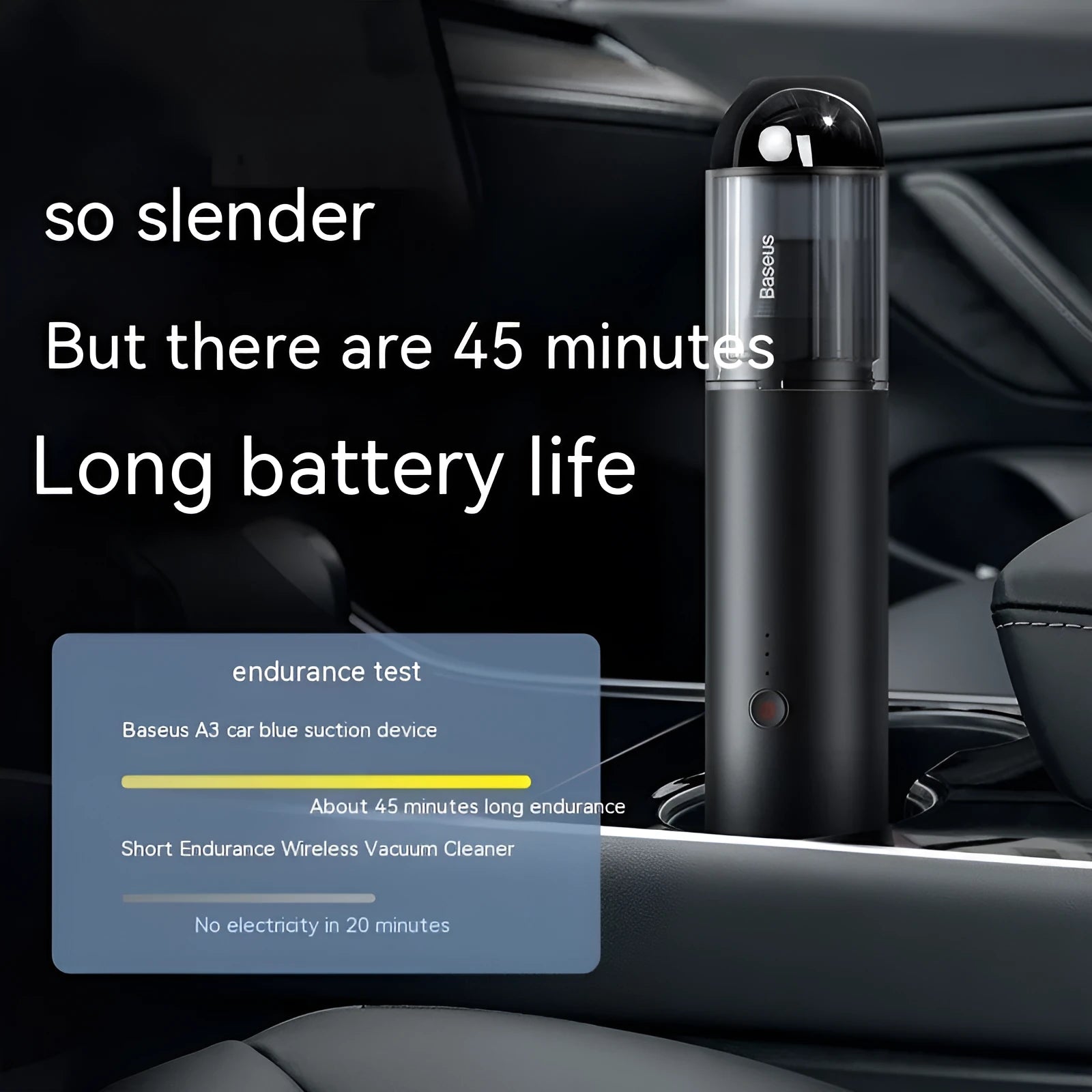 BASEUS A3 cordless car vacuum cleaner in black, silver, or black A colour.