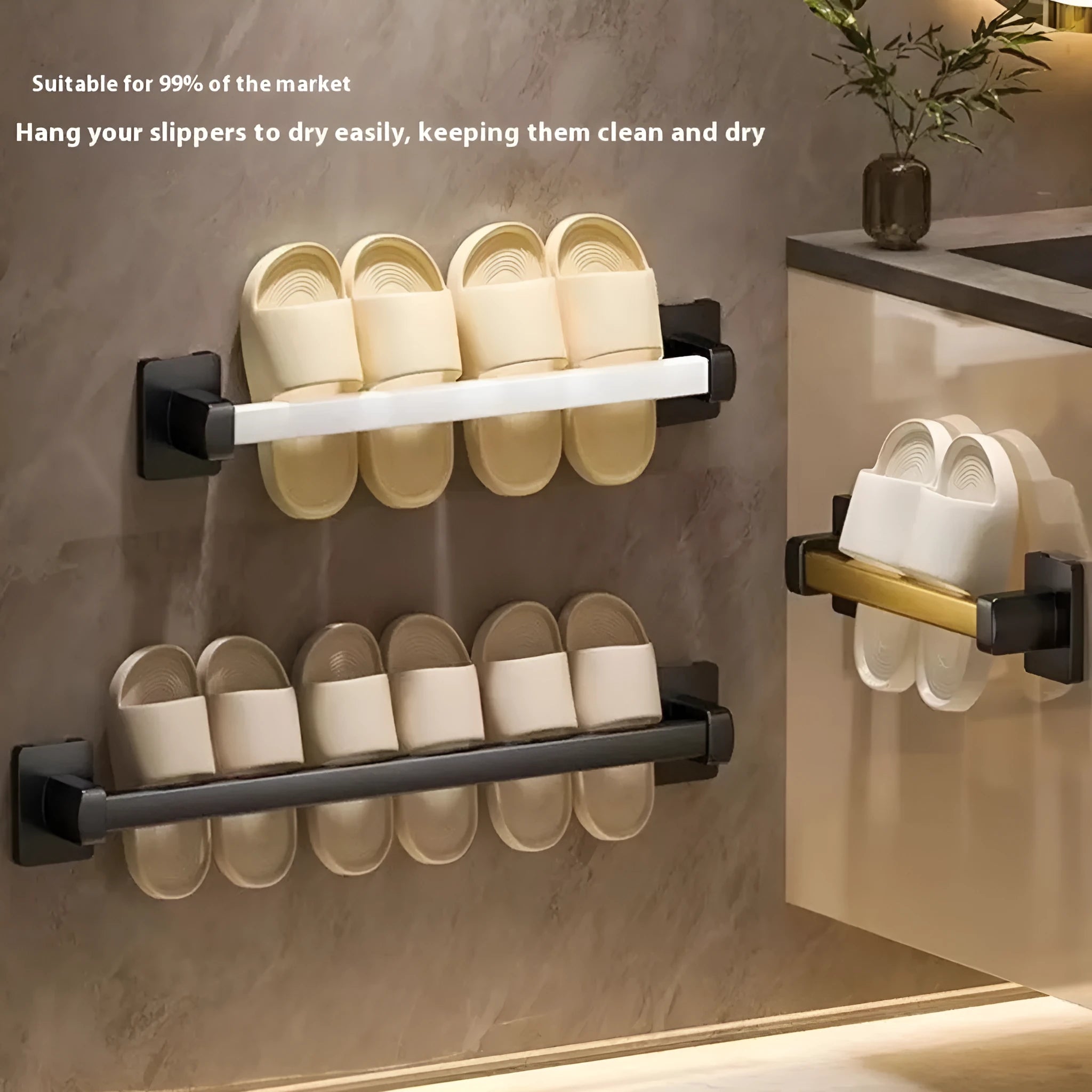 Nordic style wall-mounted bathroom slipper rack with seat function in carbon steel