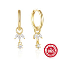 S925 sterling silver earrings with a geometric sunflower design and golden zircon inlay.