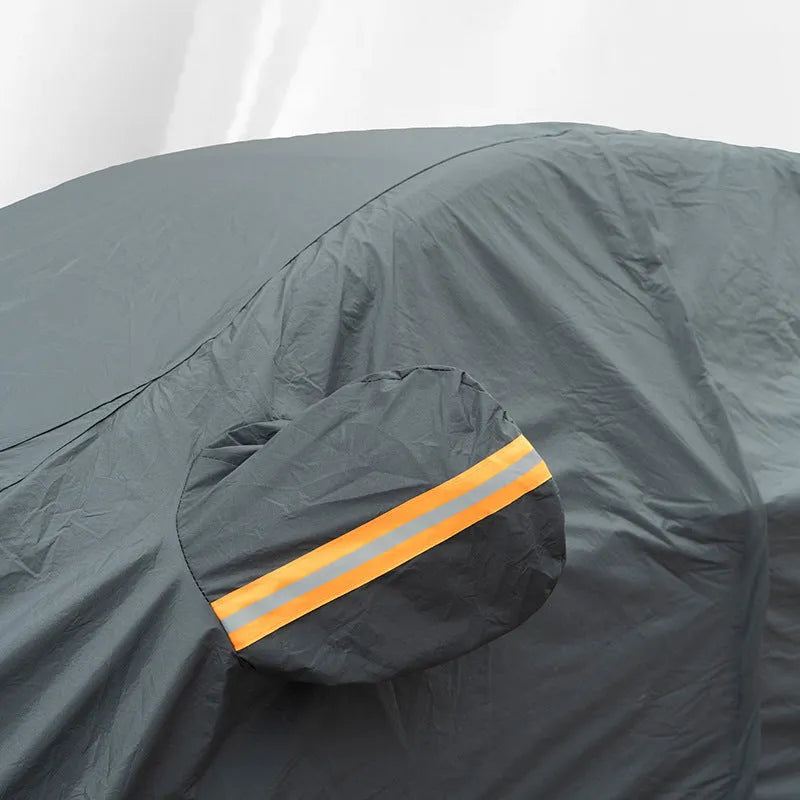Grey PVC chemical fibre car cover showing rainproof sun protection design for Volkswagen vehicles